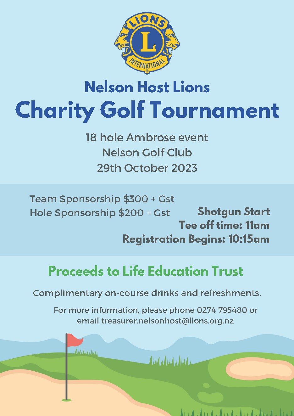 Nelson Host Lions Charity Golf Tournament flyer